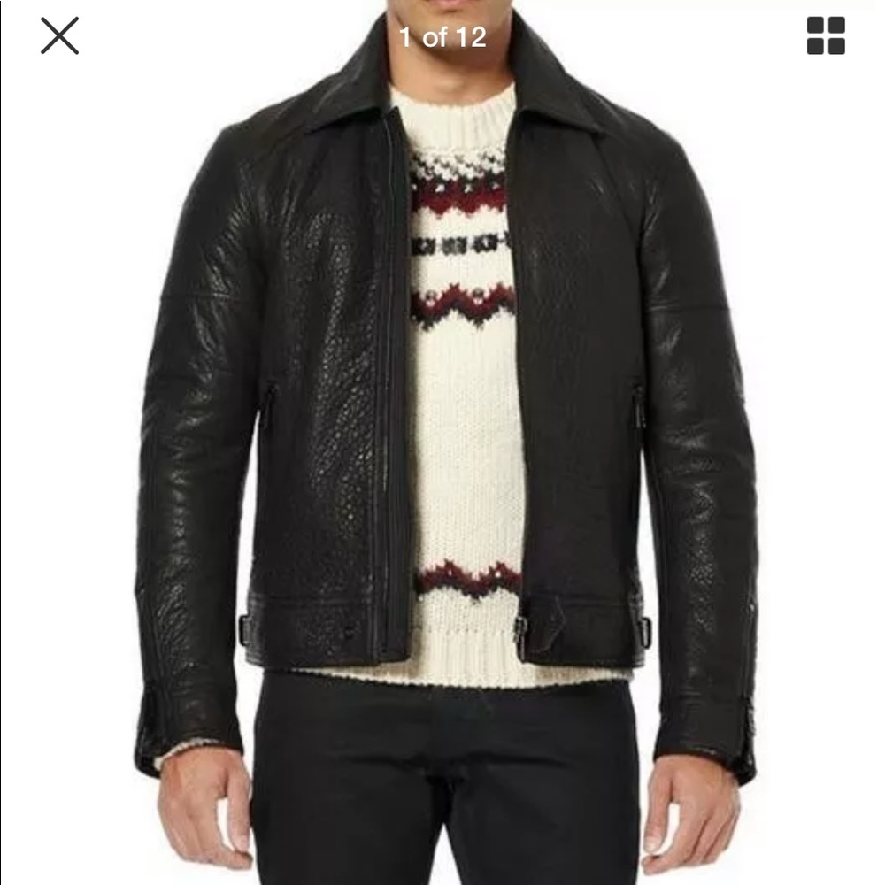 Belstaff black leather jacket Italian size 50